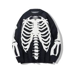Y2K Grunge Skelett Sweatshirt Oversized Langarm Fairy Alt Pullover Ästhetische Harajuku Kleidung Vintage Tops, schwarz, X-Groß von CYee