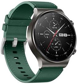 CZKE 22mm Armband für Huawei Watch GT GT2 GT2 PRO für Watch 22mm leichtes weiches Lederarmband für Männer und Frauen (Color : Green, Size : For Huawei GT 2 Pro) von CZKE
