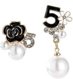 CZZSiug Fashionable and Irregular Öffnung Frauen Elegant Weiß Perlenschmuck Vintage Ohrringe Frauen Glückszahl 5 Kleid Zubehör. von CZZSiug