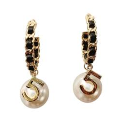 Vintage Nummer 5 Perle Hoop Ohrring Perle Ohrringe Dangle Ohrringe Modeschmuck Geschenk für Frauen Mädchen von CZZSiug