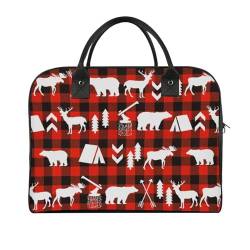 47 x 19 x 33 cm Reisetasche, Turnbeutel, Handgepäcktasche, Sporttasche, Little Red Love Heart Reisetaschen für Damen & Herren, Camp Bear Deer, Einheitsgröße von CZZYH