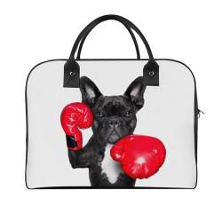 47 x 19 x 33 cm Reisetasche, Turnbeutel, Handgepäcktasche, Sporttasche, liegend schwarz, Cartoon-Hunde-Reisetaschen für Damen und Herren, Niedlicher Boxhund, Einheitsgröße von CZZYH