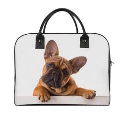 47 x 19 x 33 cm Reisetasche, Turnbeutel, Handgepäcktasche, Sporttasche, liegend schwarz, Cartoon-Hunde-Reisetaschen für Damen und Herren, Thinking Brown Cute Dog, Einheitsgröße von CZZYH