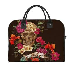 47 x 19 x 33 cm Reisetasche, Turnbeutel, Handgepäcktasche, Sporttasche, wunderschöne Rosen- und Totenkopf-Reisetaschen für Damen und Herren, Kranz Schädel, Einheitsgröße von CZZYH