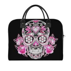 47 x 19 x 33 cm Reisetasche, Turnbeutel, Handgepäcktasche, Sporttasche, wunderschöne Rosen- und Totenkopf-Reisetaschen für Damen und Herren, Rose Diamant und Schädel, Einheitsgröße von CZZYH