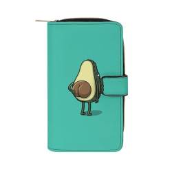 CZZYH Geldbörse aus PU-Leder, Geldbörsen für Damen, blaue bunte Flagge, Lustige Cartoon-Avocado, 19.7x11x3.5cm von CZZYH