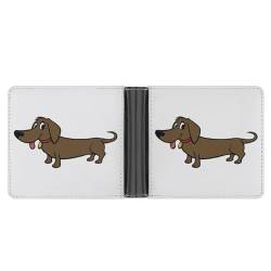 CZZYH Herren Geldbörse, Bifold PU Leder Geldbörsen für Männer, Rock Wounded Wings Wallet, Brauner langer Cartoon-Hund, Einheitsgröße von CZZYH