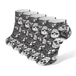 CZZYH Leichte bequeme Herren- und Damensocken, schwarz, komplexe Totenkopf-Socken für alle Jahreszeiten, 5 Paar, Schwarzer komplexer Schädel, One size von CZZYH