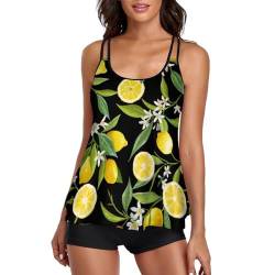 Damen Tankinis Badeanzug Badeanzug Frauen Blumenblatt Zitrone Bikini für Schwimmen Strand Tauchen, Blume Blatt Zitrone, L von CZZYH