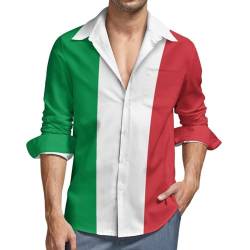 Lässige Herrenhemden mit langen Ärmeln, italienische Flagge Herrenhemden, Italien-Flagge, XS von CZZYH