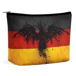 Make-up-Tasche aus PU-Leder, tragbare Kosmetiktaschen, venezolanische Flagge, Kulturbeutel für Männer und Frauen, Vogel Deutschland Flagge, Einheitsgröße von CZZYH