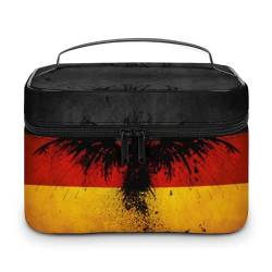 Make-up-Tasche aus PU-Leder, tragbare Kulturtasche, Jamaikanische Flagge, Kulturbeutel für Damen und Herren, Vogel Deutschland Flagge, 25x18x15cm von CZZYH