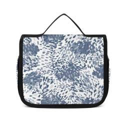 Reise-Kulturbeutel, tragbare Make-up-Tasche, gewellte schwarze Linien, Kulturbeutel für Damen und Herren, Abstrakte blaue Blume, 22.5x18.5cm von CZZYH