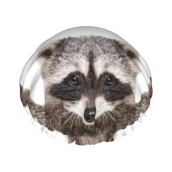 Wiederverwendbare Duschhauben, niedliche Happy Raccoon Duschhaube, wasserdichte Haarkappe für Frauen, Männer, Spas, Duschen, Salons von CZZYH