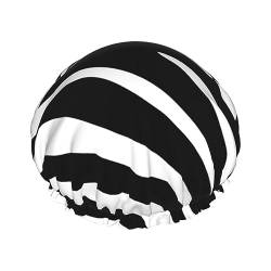 Wiederverwendbare Duschkappen, Schwarz Weiß Einfache Zebra Duschhaube, Doppellagige wasserdichte Haarkappe für Damen, Herren, Spas, Duschen, Salons von CZZYH