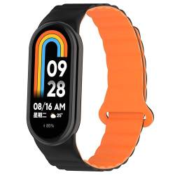 CZhkg Magnetisches Ersatzbänd für Xiaomi Mi Band 8 Strap, Silikonband Armbänd Bracelet Sportbänder Armbände Schnellverschluss Wristband Bracele für Xiaomi Mi Band 8 Watch (schwarz orange) von CZhkg