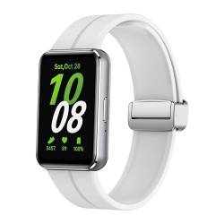CZhkg Silikon Verstellbares Uhrenband für Galaxy Fit 3 (SM-R390) Strap, Armbände Armbänd Wristband Ersatzbänd Bracelet Schnellverschluss Sportbänder Bracele für Galaxy Fit 3 (SM-R390) (Weiß) von CZhkg