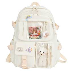 CaCaCook Kawaii Rucksack, Rucksack mit Großem Fassungsvermögen, Niedlicher Bären Zubehör Rucksack für die Schule, Mehrere Taschen, Schultasche für Teenager-Mädchen (D) von CaCaCook