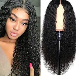 Deep Wave Lace Front Perücken 19,6 Zoll 120% Dichte Deep Wave Frontal Perücken Echthaar für Schwarze Frauen Nass und Wellig (Schwarz) von CaCaCook