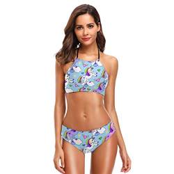 CaTaKu Tier Einhorn Outer Space Bikini Set Bademode Badeanzug Strandanzug Badeanzug Badeanzug für Teenager Mädchen Frauen - mehrfarbig - Small von CaTaKu