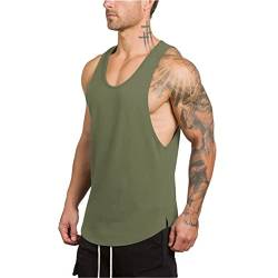 Cabeen Herren Sport Tank Top Gym Fitness Muskelshirt Bodybuilding Ärmelloser Shirt Baumwolle von Cabeen