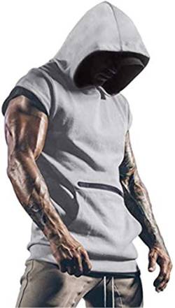 Cabeen Herren Sport Tank Top Workout Muskelshirts Fitness Gym Ärmellose Hoodie Kapuzenpullover Sweatshirt Achselshirt mit Handytaschen von Cabeen