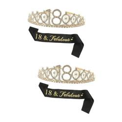 Cabilock 2 Sätze Geburtstagsbandkrone Männer Anzug Geburtstagsschärpe und Tiara für Frauen hair accessories for party kopfschmuck Geburtstagskrone für Frauen Schultergurt Geschenke von Cabilock