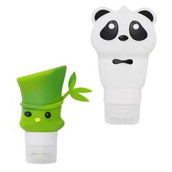 Cabilock 2st Vorratsflasche Kosmetische Spender Make-up-flasche Unterflasche Für Emulsion Reisebehälter Aus Silikon Reise-toilettenartikel-behälter Bambus Kieselgel Panda Kind von Cabilock