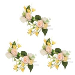 Cabilock 3 Sätze Handgelenksblumen und Ansteckblumen bräutigam hochzeit corsage Handgelenksblume für die Braut Dekor Hand-Handgelenk- Blumenarmband empfindlich Korsage Requisiten von Cabilock