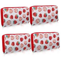 Cabilock 4 Stück Geldbörse Kawaii Erdbeergeschenke Für Frauen Mädchenhandtasche Erdbeer-Accessoires Erdbeere Kleine Brieftaschenfrucht Fräulein Glücklich Milchbeutel Leder von Cabilock