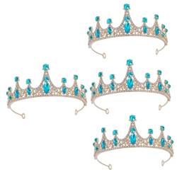 Cabilock 4 Stück Tiara Haarschmuck Für Kinder Hochzeitshaarschmuck Für Frauen Stirnbänder Mit Strasskronen Goldene Krone Weiße Hasenuhr Rote Kristalle Braut Mädchen Zinklegierung von Cabilock