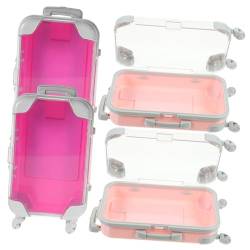 Cabilock 4er-Box Simulations Wagen Koffer Kleiner Trolley-Koffer Süßigkeitenbox Make-up-Tool-Organizer Mini-kofferboxen Mini-gepäck Make-up-etui Kleine Spurstange Draussen Reisen Plastik von Cabilock