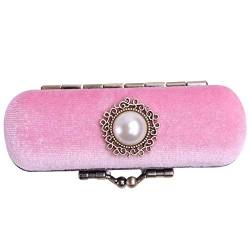 Cabilock Fashion Retro Samt Lippenstift Box Lippenbalsam Organizer Tasche langlebig weich Kosmetik Aufbewahrungsbox mit Spiegel (Pink) von Cabilock