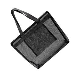 Cabilock Lebensmittel Mesh Strand Und Totes für Frauen Schulter Handtasche Spielzeug Tote Tasche für Strand Picknick Schwarz Sporttasche von Cabilock