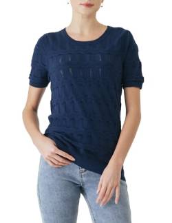 Cable Stitch Women's Ripple Stitch Short Sleeve Sweater Navy X-Small von Cable Stitch