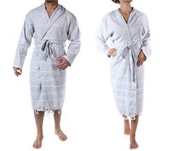 CACALA Pure Serie Kimono Bademantel - 100% natürliche Türkische Baumwollstoff - Ultra-absorbierend und Plüsch - trocknet schnell, komfortabel und warm - Unisex (L, Silber-Grau) von Cacala