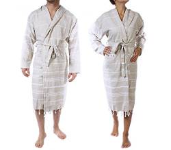 CACALA Pure Serie Kimono Bademantel - 100% natürliche Türkische Baumwollstoff - Ultra-absorbierend und Plüsch - trocknet schnell, komfortabel und warm - Unisex (M, Beige) von Cacala
