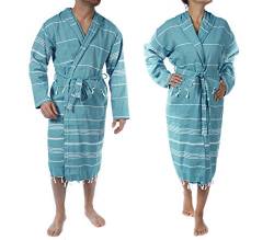 Cacala Pure Serie Kimono Bademantel - 100% natürliche Türkische Baumwollstoff - Ultra-absorbierend und Plüsch - trocknet schnell, komfortabel und warm - Unisex (M, Aqua) von Cacala