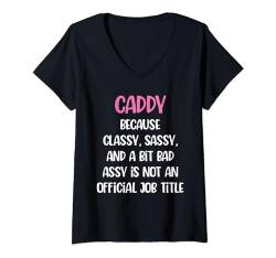 Damen Lustiger Caddy, weiblicher Caddy T-Shirt mit V-Ausschnitt von Caddy Apparel
