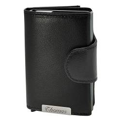 Cadenis Slim Wallet Deluxe mit Laser-Gravur Münzfach RFID-Schutz für bis zu 10 Kreditkarten Leder Schwarz hoch 10 x 7 cm von Cadenis