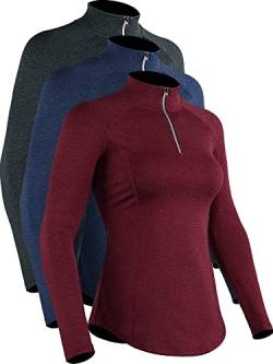 CADMUS Damen Langarmshirt mit Hoodies UPF 50+ Sonnenschutz Dry Fit Wandershirts, #613: 3er-Pack, Schwarz & Rot & Marineblau, Klein von Cadmus