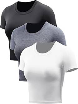 Cadmus Crop Top für Damen, Racerback, Dry Fit, Sport-Shirts, kurzärmelig, 3-teilig - Weiß - Klein von Cadmus
