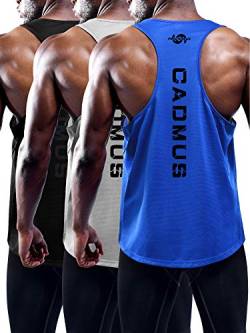 Cadmus Herren 3er-Pack Dry Fit Y-Back Muscle Tank Top, 31# 3er-Pack, schwarz, grau, blau, L von Cadmus