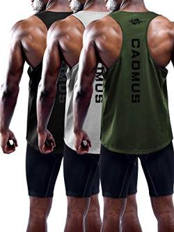 Cadmus Herren 3er-Pack Dry Fit Y-Back Muscle Tank Top, 31# 3er-Pack, schwarz, grau, olivgrün, XXL von Cadmus
