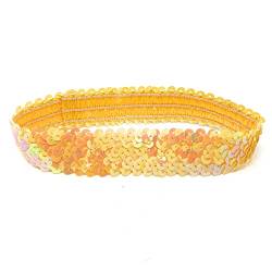 Gelbes Damen-Kostüm-Stirnband aus Polyester mit Pailletten, 38 x 4,5 cm von Cadoline