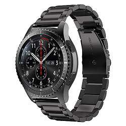 cadorabo Armband aus Edelstahl, 20 mm, kompatibel mit Samsung Galaxy Watch 42 mm/S2 Classic/Sport in Schwarz – Ersatzarmband für Huawei Watch 2 für LG Watch Sport für Pepple 2 UVM von Cadorabo