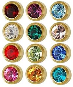 1 DOZ CAFLON 24CT GOLD PLATED ASSORTED BIRTHSTONE STUD by Caflon von Caflon