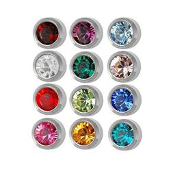 Surgical Steel 4mm Ear piercing Earrings studs 12 pair Mixed Colors White Metal by Caflon von Caflon