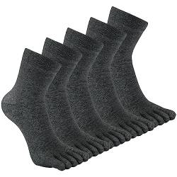 CaiDieNu Herren Zehensocken Baumwolle Athletic Laufen Fünf Finger Crew Socken, Grau, 5 Stück, 41.5-46 EU von CaiDieNu