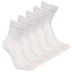 CaiDieNu Herren Zehensocken Baumwolle Athletic Laufen Fünf Finger Crew Socken, Weiß, 5 Paar, 46-48 EU von CaiDieNu